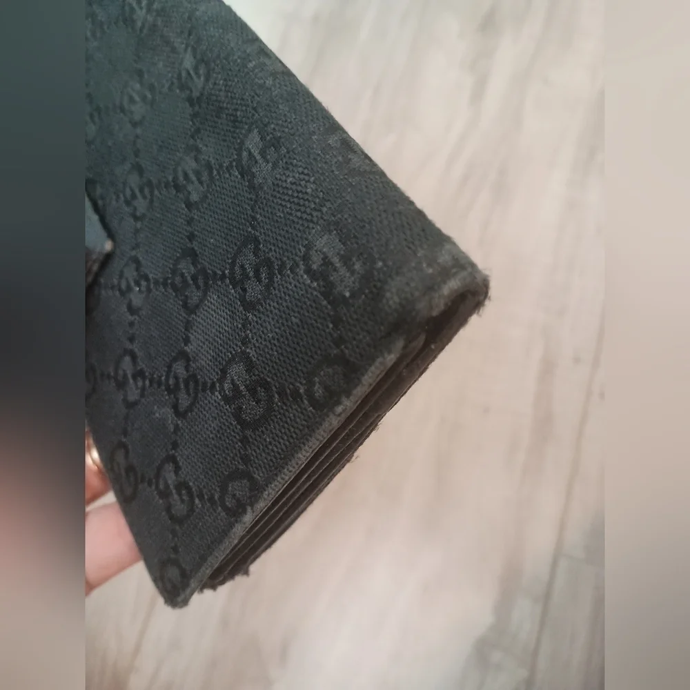 Gucci Authentic Men Eclipse Long Wallet GG Canvas Leather Black Made in Italy